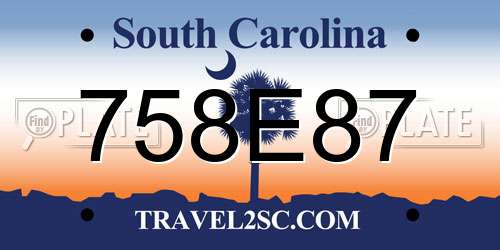 758E87 South Carolina License Plate