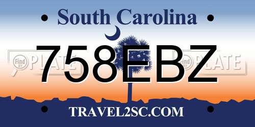 758EBZ South Carolina License Plate