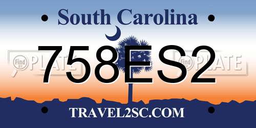758ES2 South Carolina License Plate
