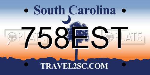 758EST South Carolina License Plate