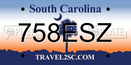 758ESZ South Carolina License Plate