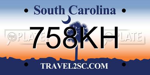 758KH South Carolina License Plate