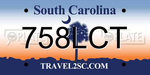 758LCT South Carolina License Plate