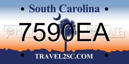 7590EA South Carolina License Plate