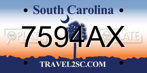 7594AX South Carolina License Plate