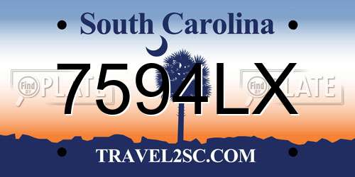 7594LX South Carolina License Plate