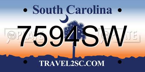 7594SW South Carolina License Plate