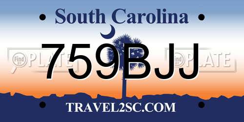 759BJJ South Carolina License Plate