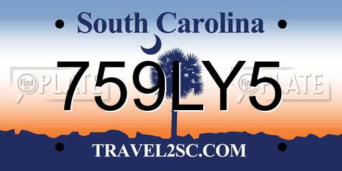 759LY5 South Carolina License Plate