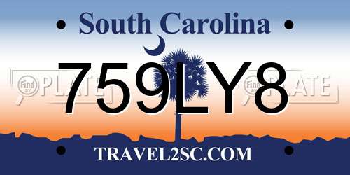 759LY8 South Carolina License Plate