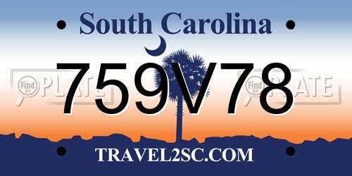 759V78 South Carolina License Plate