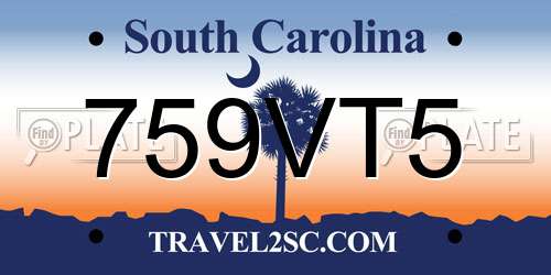 759VT5 South Carolina License Plate