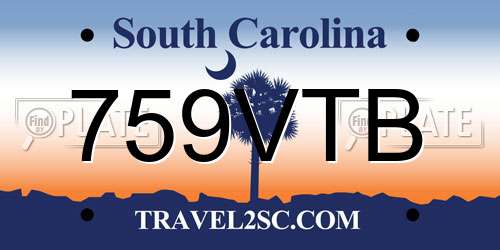 759VTB South Carolina License Plate