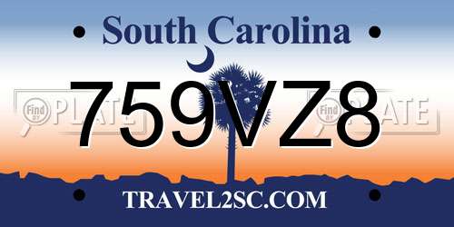 759VZ8 South Carolina License Plate