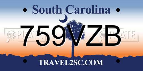 759VZB South Carolina License Plate