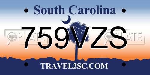 759VZS South Carolina License Plate