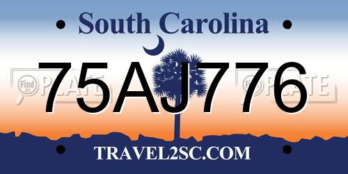 75AJ776 South Carolina License Plate