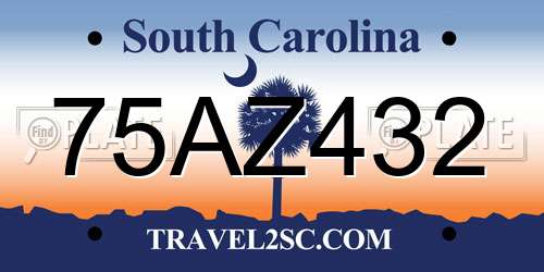 75AZ432 South Carolina License Plate
