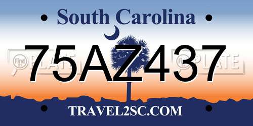 75AZ437 South Carolina License Plate