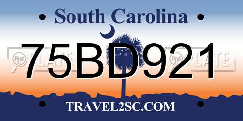 75BD921 South Carolina License Plate