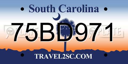 75BD971 South Carolina License Plate