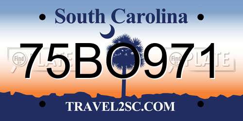 75BO971 South Carolina License Plate
