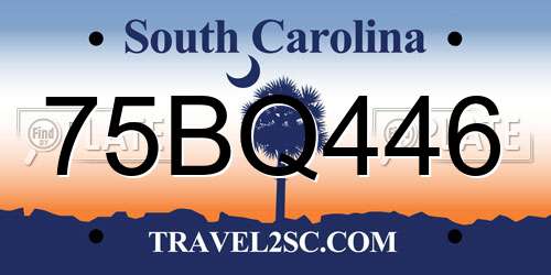 75BQ446 South Carolina License Plate