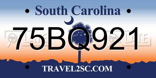 75BQ921 South Carolina License Plate