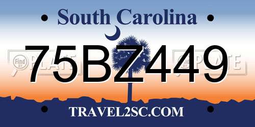 75BZ449 South Carolina License Plate