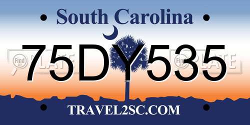 75DY535 South Carolina License Plate