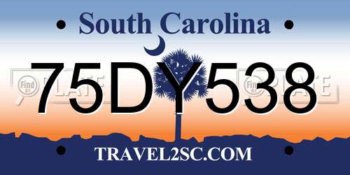 75DY538 South Carolina License Plate