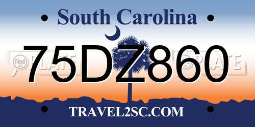 75DZ860 South Carolina License Plate