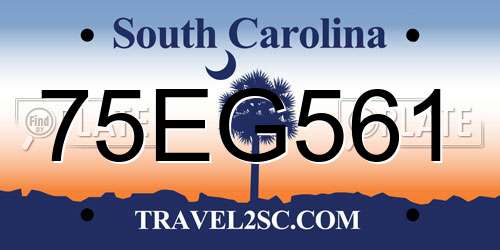 75EG561 South Carolina License Plate