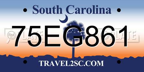 75EG861 South Carolina License Plate