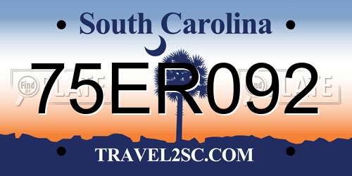 75ER092 South Carolina License Plate