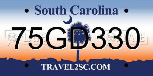75GD330 South Carolina License Plate