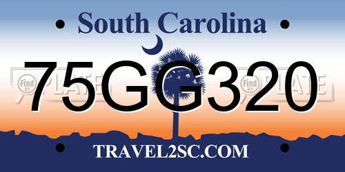 75GG320 South Carolina License Plate