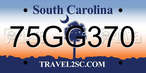 75GG370 South Carolina License Plate