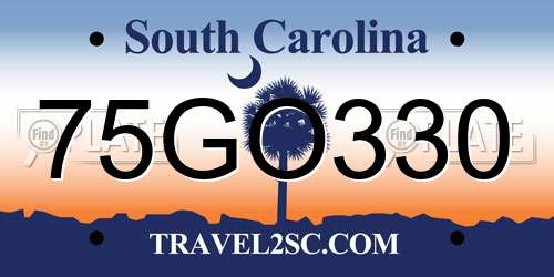 75GO330 South Carolina License Plate