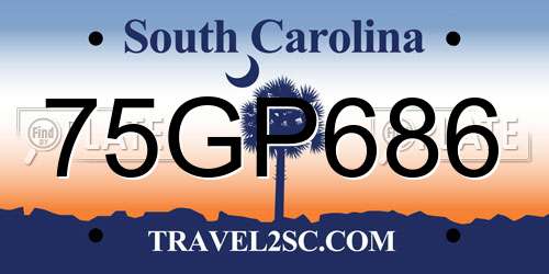 75GP686 South Carolina License Plate