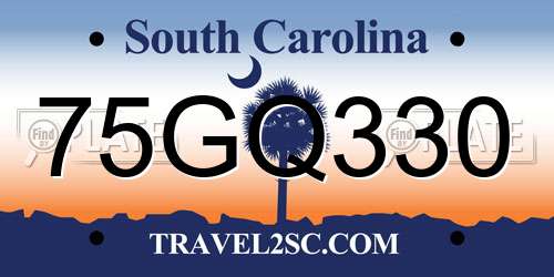 75GQ330 South Carolina License Plate