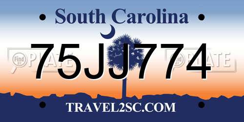 75JJ774 South Carolina License Plate