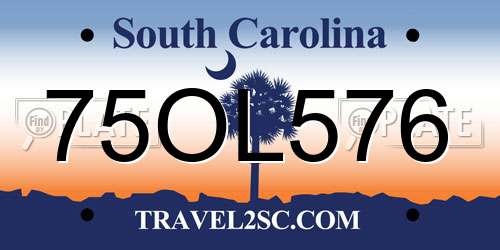 75OL576 South Carolina License Plate
