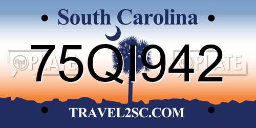 75QI942 South Carolina License Plate