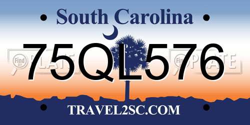75QL576 South Carolina License Plate
