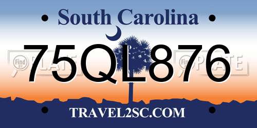 75QL876 South Carolina License Plate