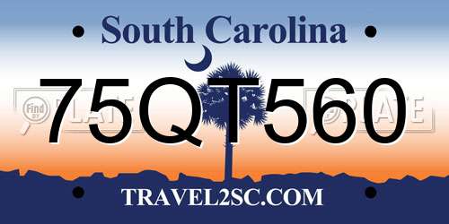 75QT560 South Carolina License Plate