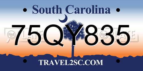 75QY835 South Carolina License Plate