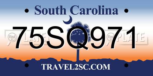 75SQ971 South Carolina License Plate