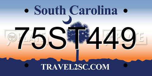 75ST449 South Carolina License Plate
